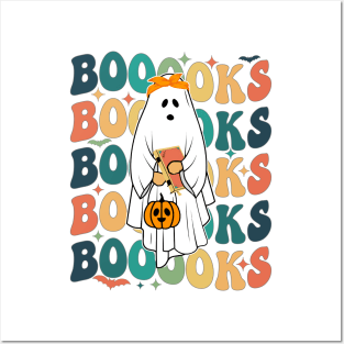 Halloween Booooks Ghost Funny Halloween Books Read Teacher T-Shirt Posters and Art